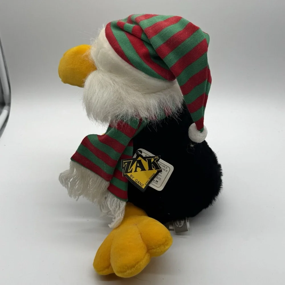 Vintage 1989 Ganz Bros Zak Eagle Bird Soft Stuffed Plush Fluffy Animal Xmas Hat